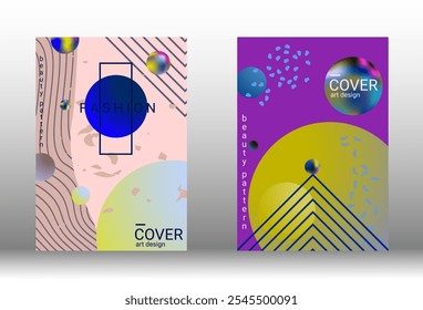 Cobertura mínima do vetor. Conjunto de capas abstratas modernas. Design VIP rico. Futuro modelo futurista com formas de gradiente abstrato para o design de banners, cartazes, livretos, relatórios, revistas.