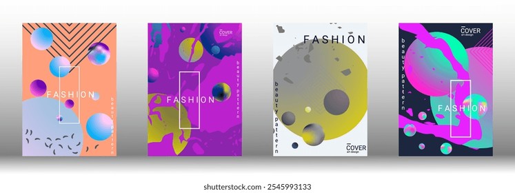 Cobertura mínima do vetor. Conjunto de capas abstratas modernas. Design VIP rico. Futuro modelo futurista com formas de gradiente abstrato para o design de banners, cartazes, livretos, relatórios, revistas.