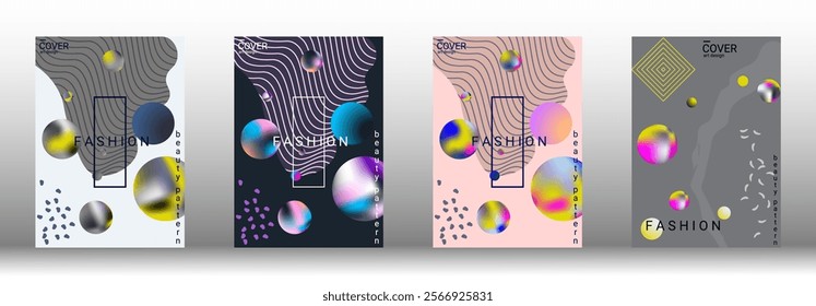 Minimum vector coverage. Set of modern abstract covers. Rich VIP design. Future futuristic template with abstract gradient shapes for the design of banners, posters, booklets, reports, magazines.