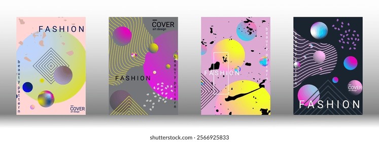 Minimum vector coverage. Set of modern abstract covers. Rich VIP design. Future futuristic template with abstract gradient shapes for the design of banners, posters, booklets, reports, magazines.