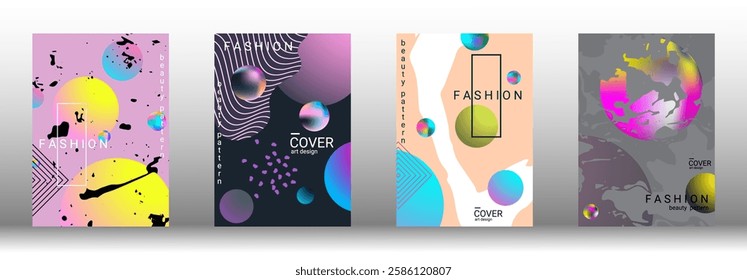 Minimum vector coverage. Set of modern abstract covers. Rich VIP design. Future futuristic template with abstract gradient shapes for the design of banners, posters, booklets, reports, magazines.