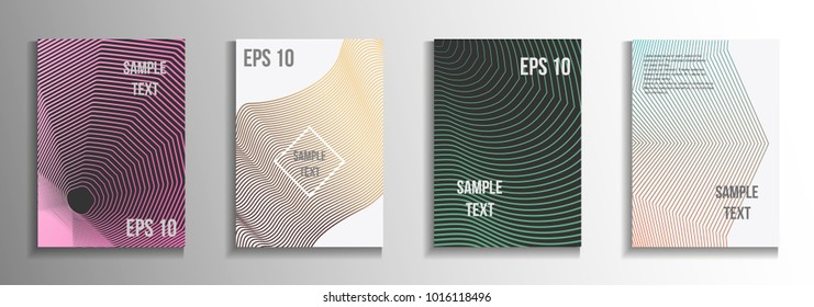 Minimum vector coverage.  A set of rectangular patterns from iridescent lines.
 Creative background colors.  Suitable for decorating business brochures, banners, posters.
