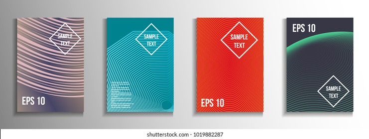 Minimum vector coverage.  A set of rectangular patterns from iridescent lines.
 Creative background colors.  Suitable for decorating business brochures, banners, posters.