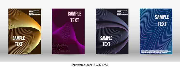 Minimum vector coverage.  A set of trendy covers.  Wave lines.Striped background.  Trendy geometric patterns. EPS10 Vector Design.