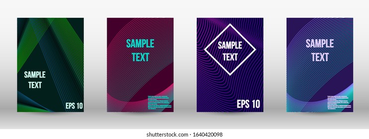 Minimum vector coverage.  A set of trendy covers.  Geometric template with lines for booklet cover. Trendy geometric patterns. EPS10 Vector Design.