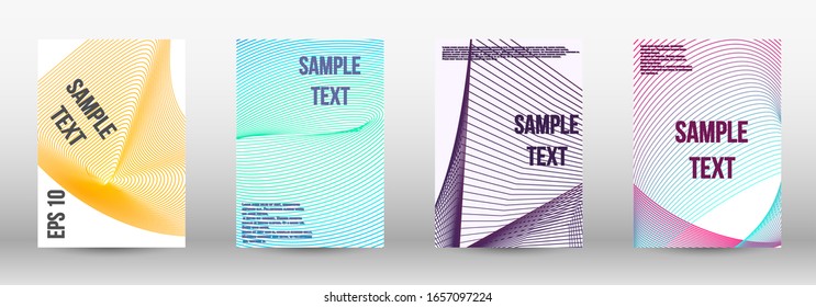 Minimum vector coverage.  A set of trendy covers.  Wave lines.Striped background.  Trendy geometric patterns. EPS10 Vector Design.