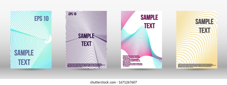 Minimum vector coverage.  A set of trendy covers.  Geometric template with lines for booklet cover. Trendy geometric patterns. EPS10 Vector Design.
