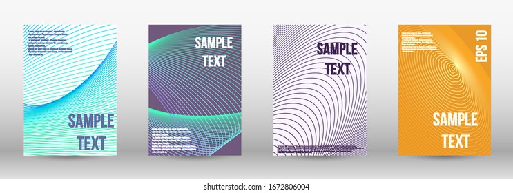 Minimum vector coverage.  A set of trendy covers.  Wave lines.Striped background.  Trendy geometric patterns. EPS10 Vector Design.