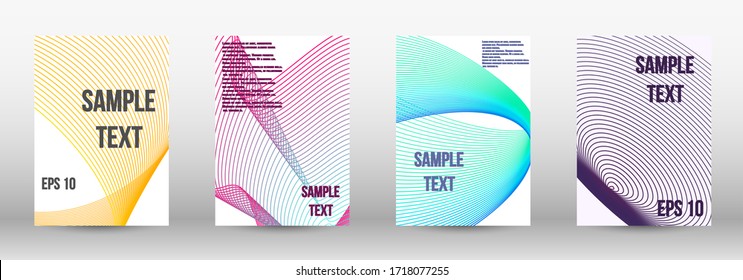 Minimum vector coverage.  A set of trendy covers.  Geometric template with lines for booklet cover. Trendy geometric patterns. EPS10 Vector Design.