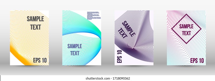 Minimum vector coverage.  A set of trendy covers.  Wave lines.Striped background.  Trendy geometric patterns. EPS10 Vector Design.