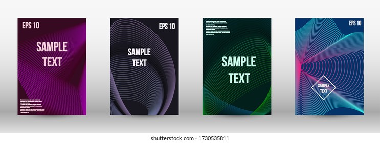 Minimum vector coverage.  A set of trendy covers.  Wave lines.Striped background.  Trendy geometric patterns. EPS10 Vector Design.