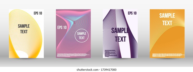 Minimum vector coverage.  A set of trendy covers.  Wave lines.Striped background.  Trendy geometric patterns. EPS10 Vector Design.