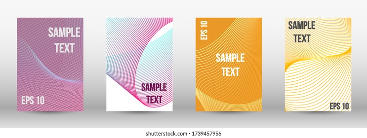 Minimum vector coverage.  A set of trendy covers.  Wave lines.Striped background.  Trendy geometric patterns. EPS10 Vector Design.