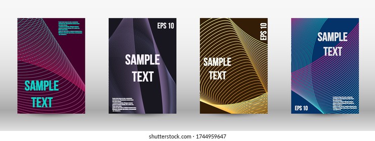 Minimum vector coverage.  A set of trendy covers.  Geometric template with lines for booklet cover. Trendy geometric patterns. EPS10 Vector Design.