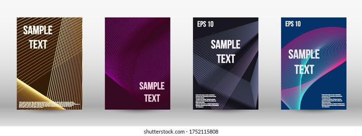 Minimum vector coverage.  A set of trendy covers.  Geometric template with lines for booklet cover. Trendy geometric patterns. EPS10 Vector Design.