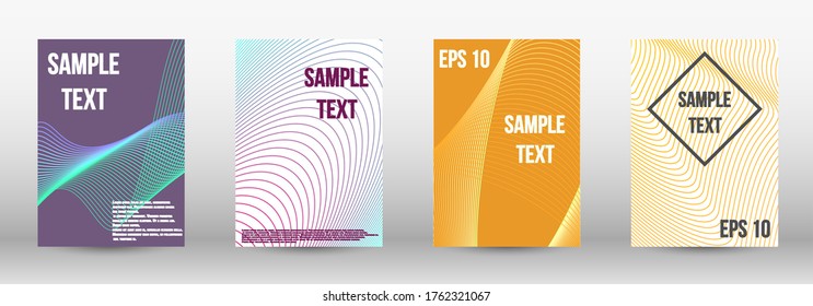 Minimum vector coverage.  A set of trendy covers.  Geometric template with lines for booklet cover. Trendy geometric patterns. EPS10 Vector Design.
