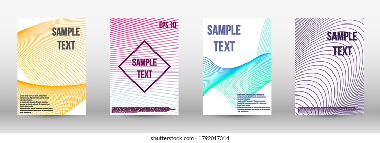 Minimum vector coverage.  A set of trendy covers.  Geometric template with lines for booklet cover. Trendy geometric patterns. EPS10 Vector Design.