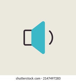 Icono vectorial de música de sonido de volumen mínimo. Símbolo gráfico para el diseño de aplicaciones y sitios web de música y sonido, logotipo, aplicación, interfaz de usuario