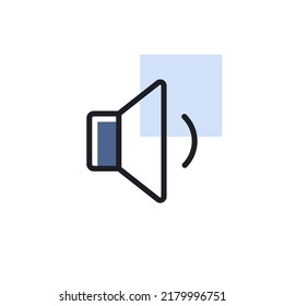Icono vectorial de música de sonido de volumen mínimo. Símbolo gráfico para el diseño de aplicaciones y sitios web de música y sonido, logotipo, aplicación, interfaz de usuario