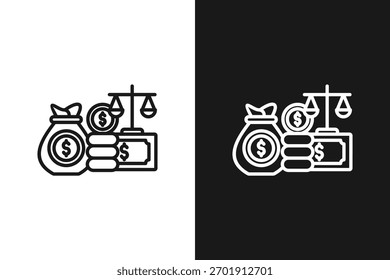 Icono de salario mínimo establece colección en blanco y negro
