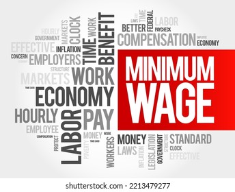Minimum Wage is the lowest remuneration that employers can legally pay their employees, word cloud concept background