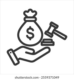 Minimum Wage Outline Icon Vector Illustration