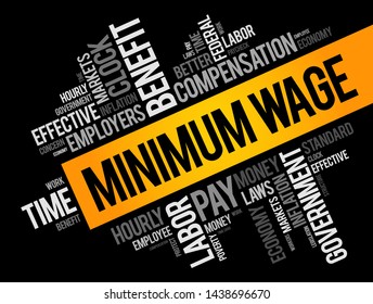 Minimum Wage word cloud collage, business concept background
