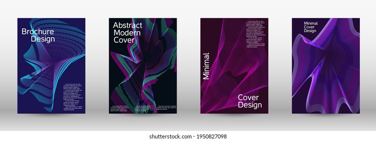 Minimum wave vector coverage designs.  A set of modern abstract covers. Future futuristic template with abstract current forms for banner design, poster, booklet, report, journal.  Vector illustration. EPS 10. 