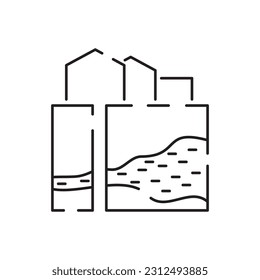 Minin line icon. Extraction of minerals in the mine and surface. Power and energy production, electric industry, world ecology conservation, coal mining minerals