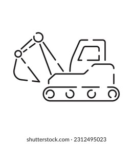Minin line icon. Extraction of minerals in the mine and surface. Power and energy production, electric industry, world ecology conservation, coal mining minerals