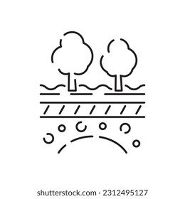 Minin line icon. Extraction of minerals in the mine and surface. Power and energy production, electric industry, world ecology conservation, coal mining minerals