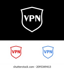 Mininal VPN Logo Design Concept. Security Company Brand Logomark Illustration. Can Representing Hacker, Shield, System, Blockchain, Guard, Defence, Code, Tech.