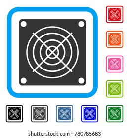 Mining Asic Device icon. Flat gray pictogram symbol in a blue rounded square. Black, gray, green, blue, red, orange color variants of Mining Asic Device vector. Designed for web and application UI.