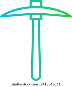 Mining ax mining industry icon with blue and green gradient outline style. mining, ax, miner, tool, business, work, coal. Vector Illustration