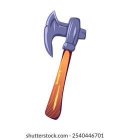 Mining axe in flat design. Vintage digging industry steel instrument. Vector illustration isolated.