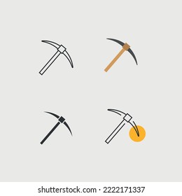 icono del vector del ax minero pickaxe