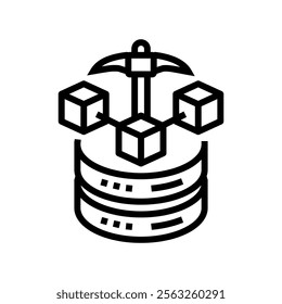 mining big data line icon vector. mining big data sign. isolated contour symbol black illustration