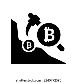 Mining, bitcoin, coin, cryptocurrency icon. Black vector graphics.