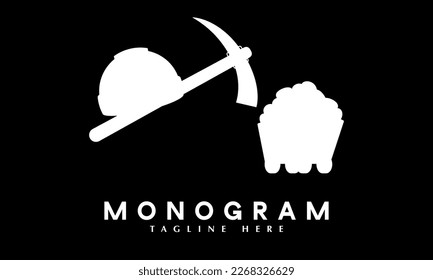 Mining Bitcoin crypto currency abstract monogram vector logo template
