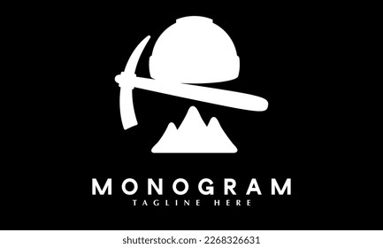 Mining Bitcoin crypto currency abstract monogram vector logo template
