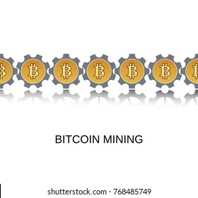mining bitcoin digital currency. concept vector illustration