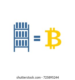 Mining bitcoin farm icon. Extraction of Cryptocurrency sign. Racks of GPU symbol. Vector illustration
