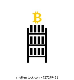 Mining bitcoin farm icon. Extraction of Cryptocurrency sign. Racks of GPU symbol. Vector illustration