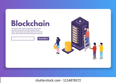 Mining Bitcoin farm  ultraviolet isometric  concept. Vector illustration.