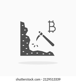 Mining bitcoin glyph icon. Can be used for digital product, presentation, print design and more.