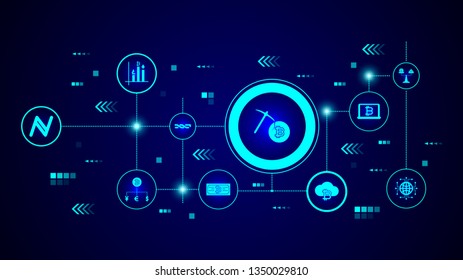 mining bitcoin icon. From crypto set