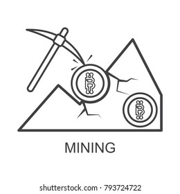 mining bitcoin icon outline