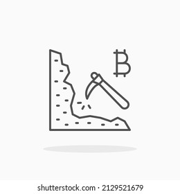 Mining bitcoin line icon. Editable stroke and pixel perfect. Can be used for digital product, presentation, print design and more.