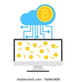 Mining bitcoin on computer from cloud