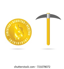 mining bitcoin se symbol illustration i colorful